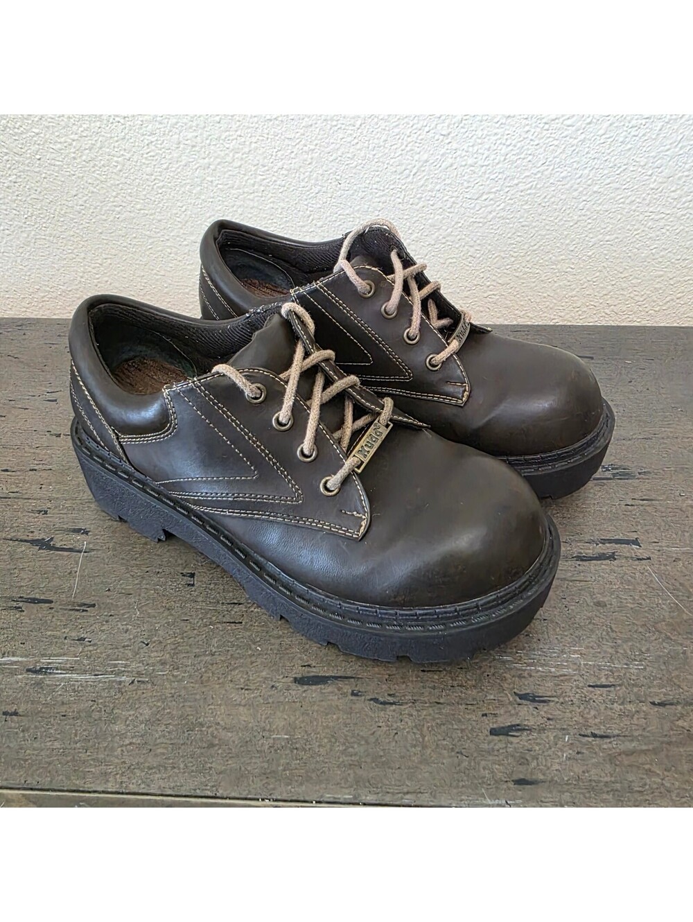 Y2K Chunky Platform Oxford Shoes Mudd Womens 7.5 Brown Vintage Grunge Goth Emo